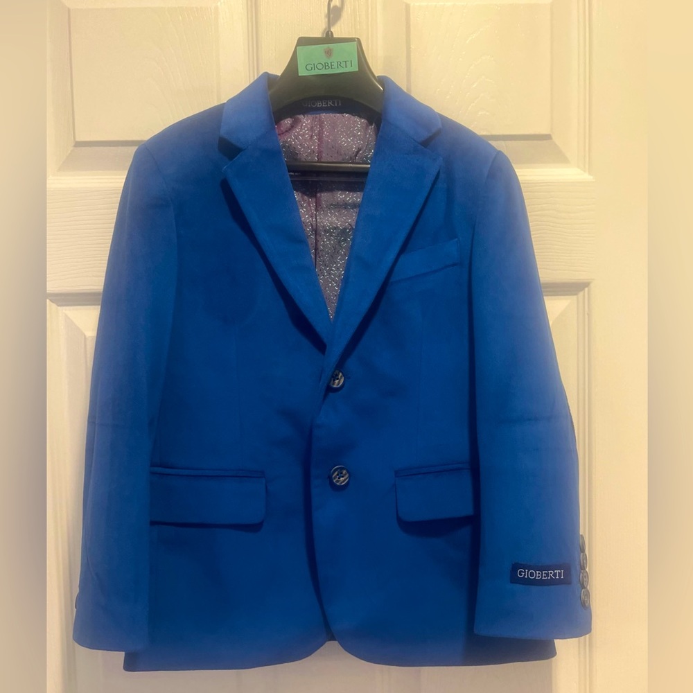 Gilberto Blue Velvet Formal Blazer for Boys size 7